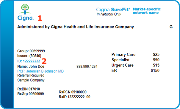 where is policy number on insurance card cigna